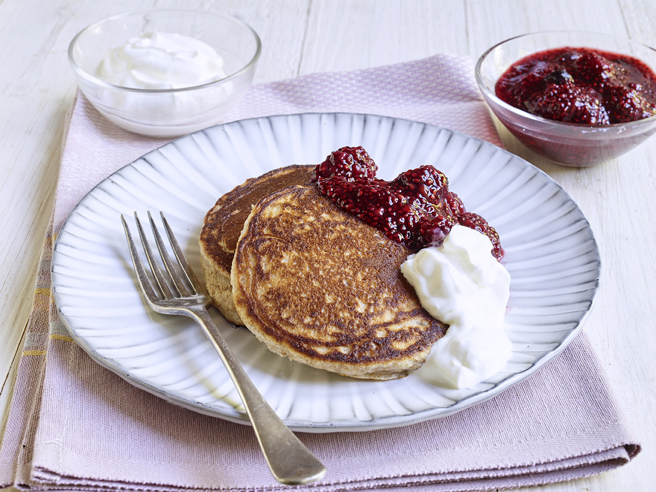 Banana Pancakes with Chia Seed Jam