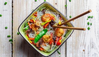 Prawn Stir-fry with rice noodles