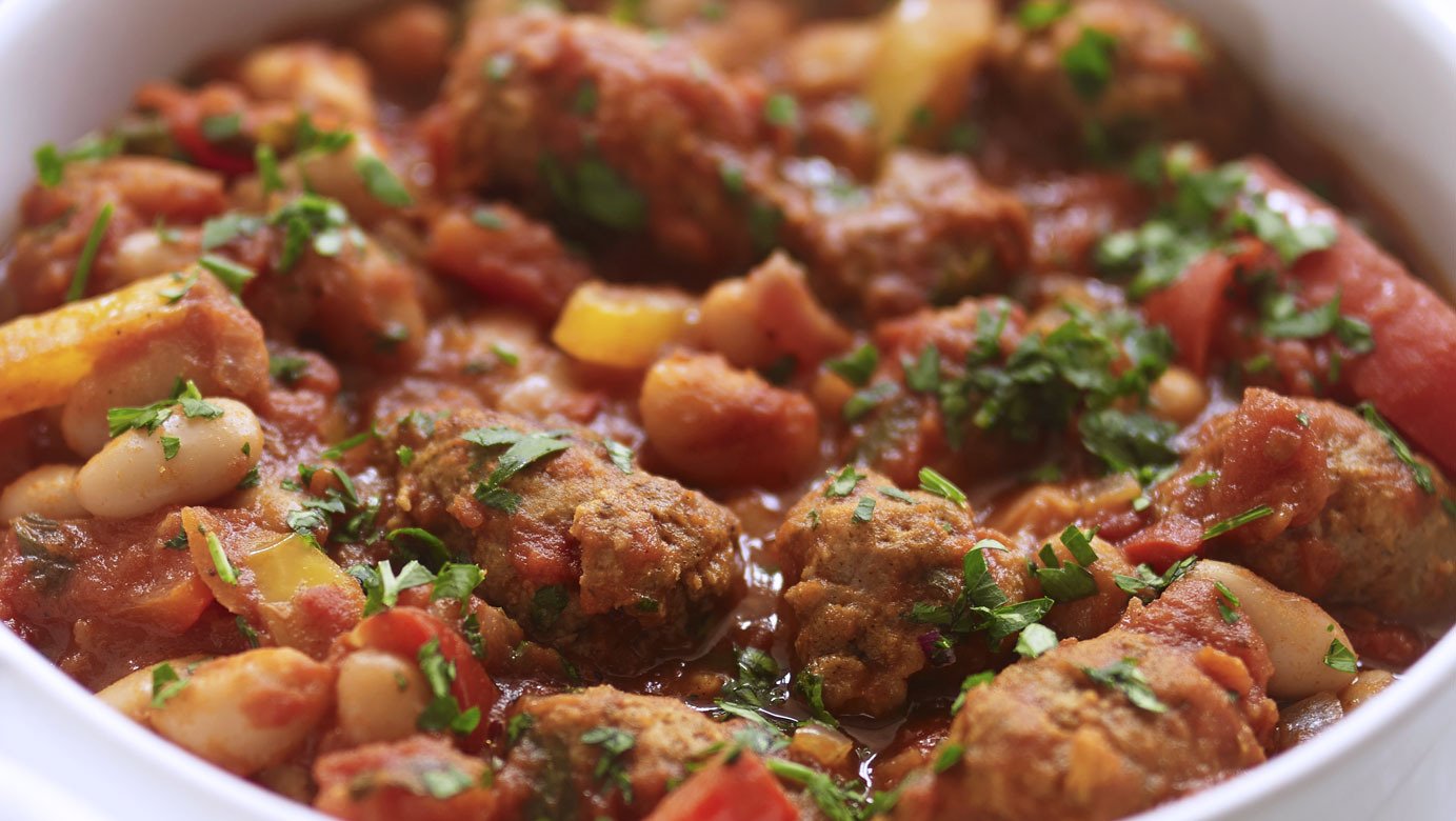 Pork meatballs and beans