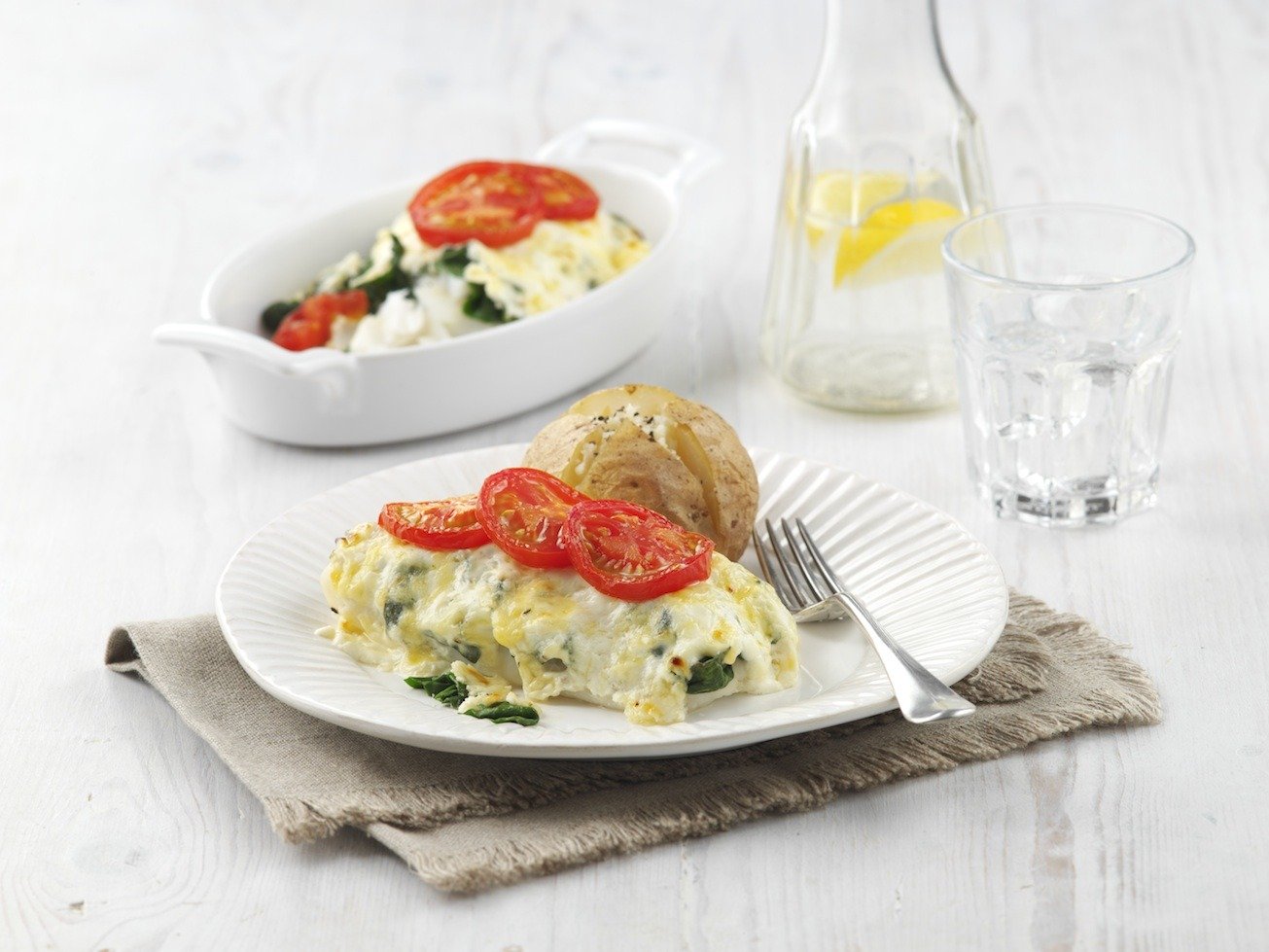 Cheesy Fish Gratin and Baked Potatoes