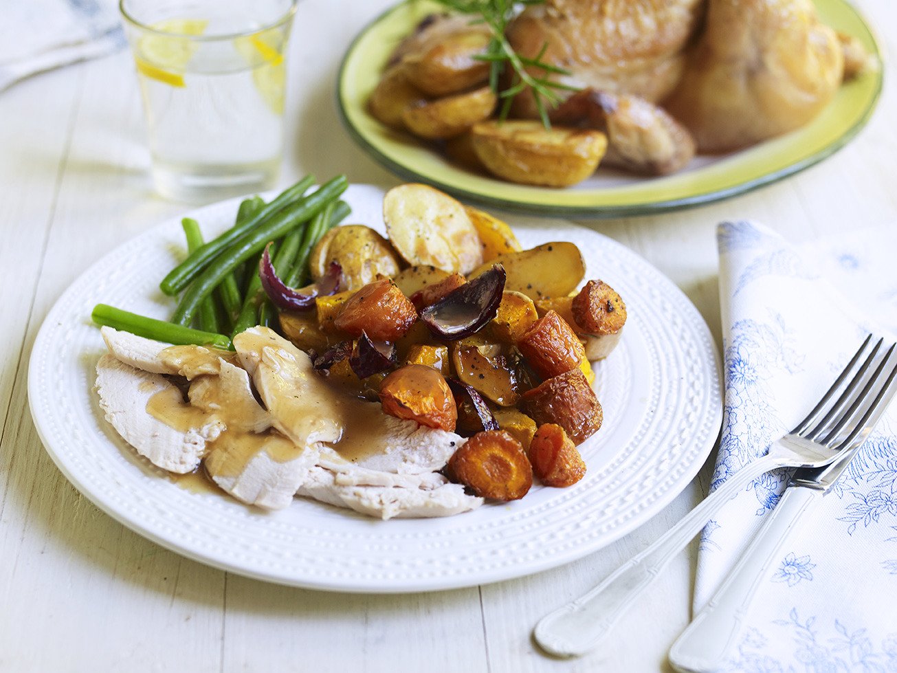 Roast Chicken, Heaps of Vegetables & Gravy