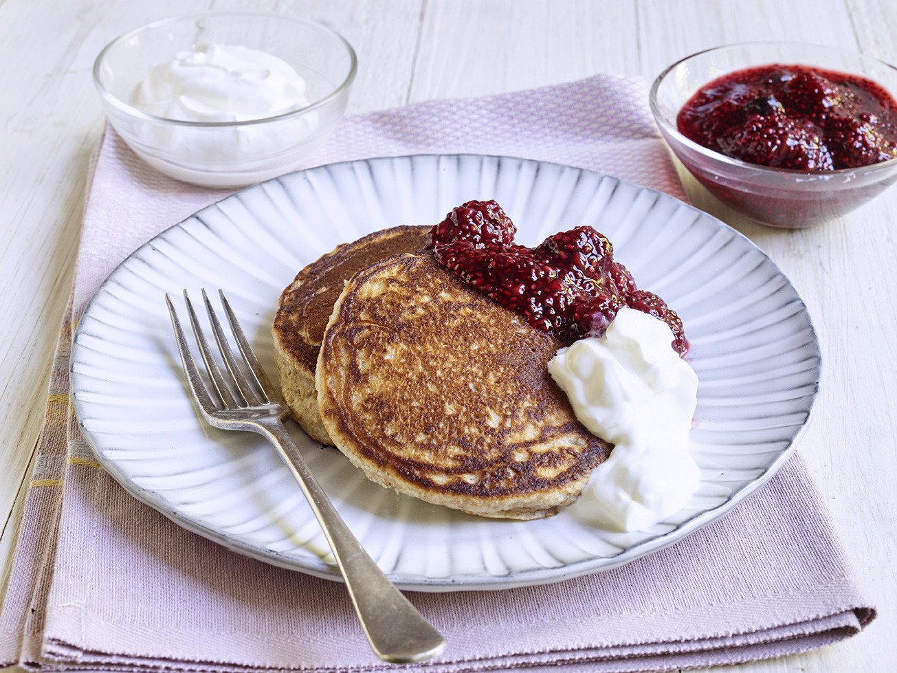 Banana Pancakes with Chia Seed Jam